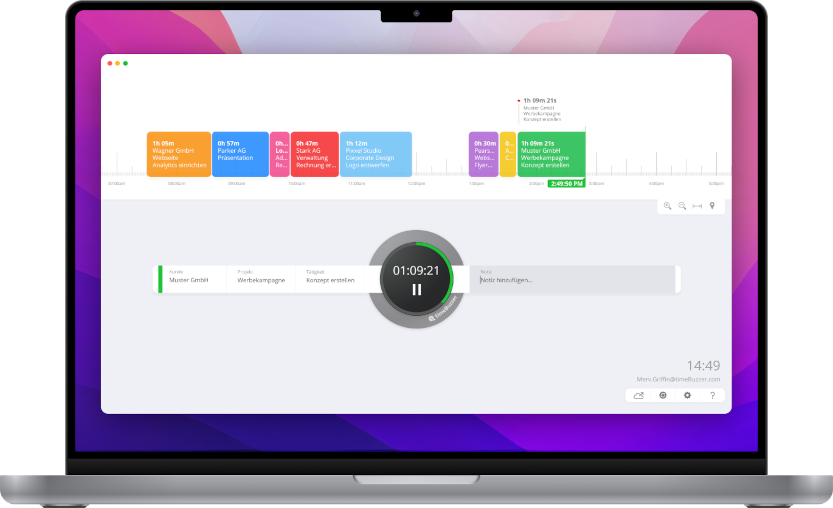 Timebuzzer kommt mit
einer benutzerfreundlichen App